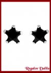 Aros de Plata Rodinada Circón Negro 9 MM