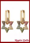 Aros Argollas Estrellas Rainbow C/Cristales