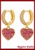 Argollas Pavé Corazon Rubí C/Cristales
